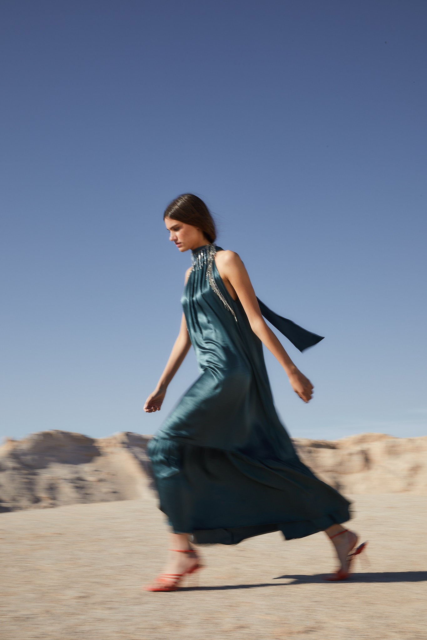 SATIN HALTER DRESS