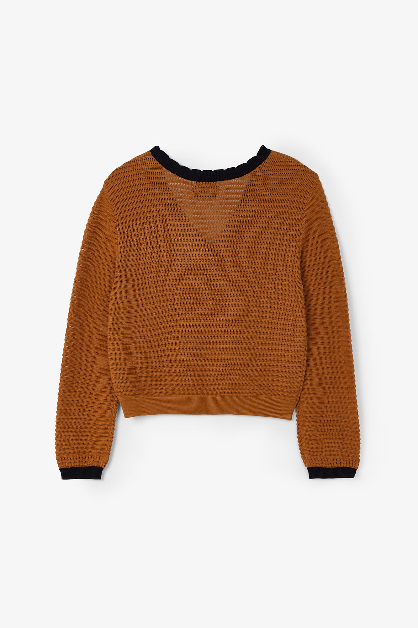 CARAMEL KNIT OPENWORK SWEATER