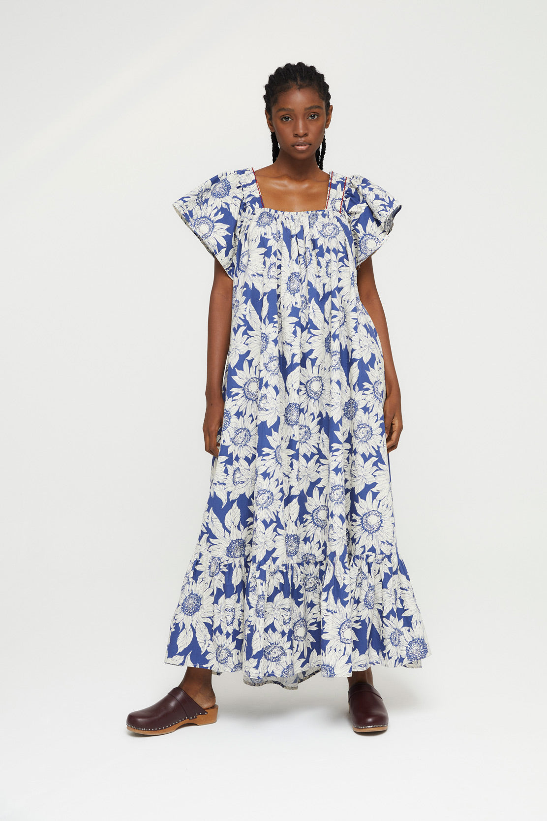 DAISY DRESS WITH BLUE SUNFLOWERS