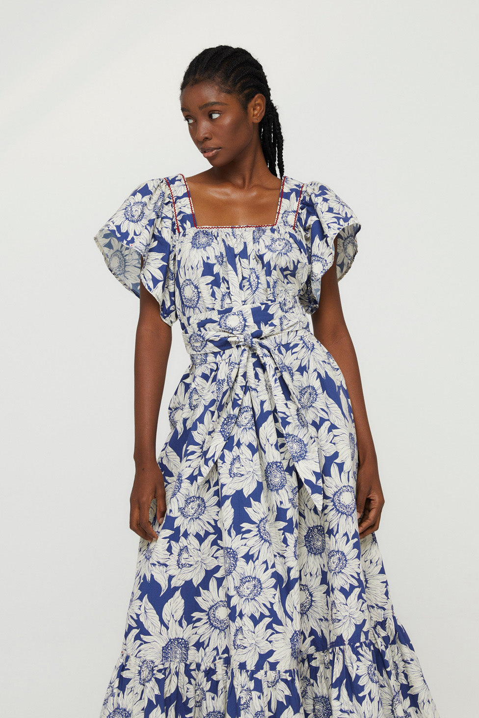 DAISY DRESS WITH BLUE SUNFLOWERS