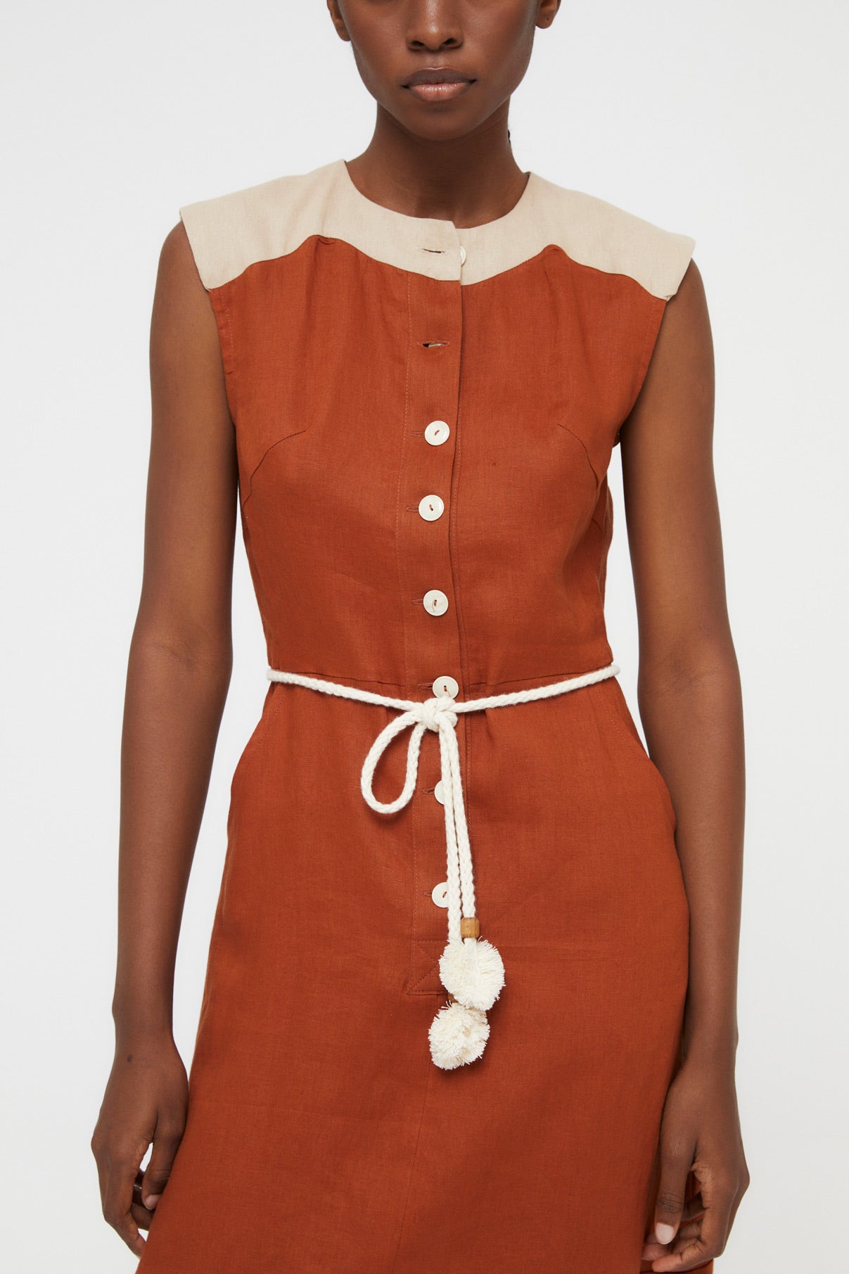 APRIL CARAMEL LINEN DRESS