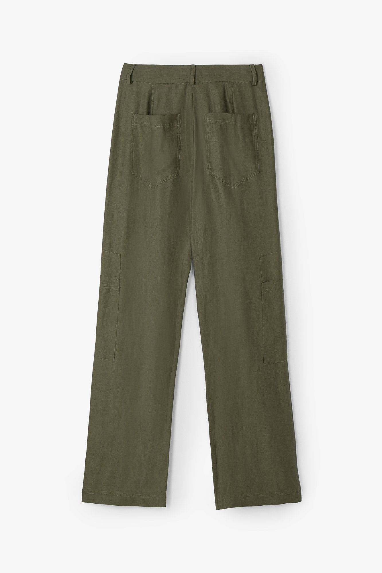 KHAKI LINEN CARGO PANTS