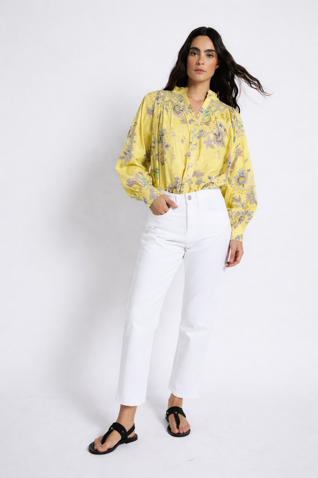 TULIP BLOUSE YELLOW POLKA DOTS