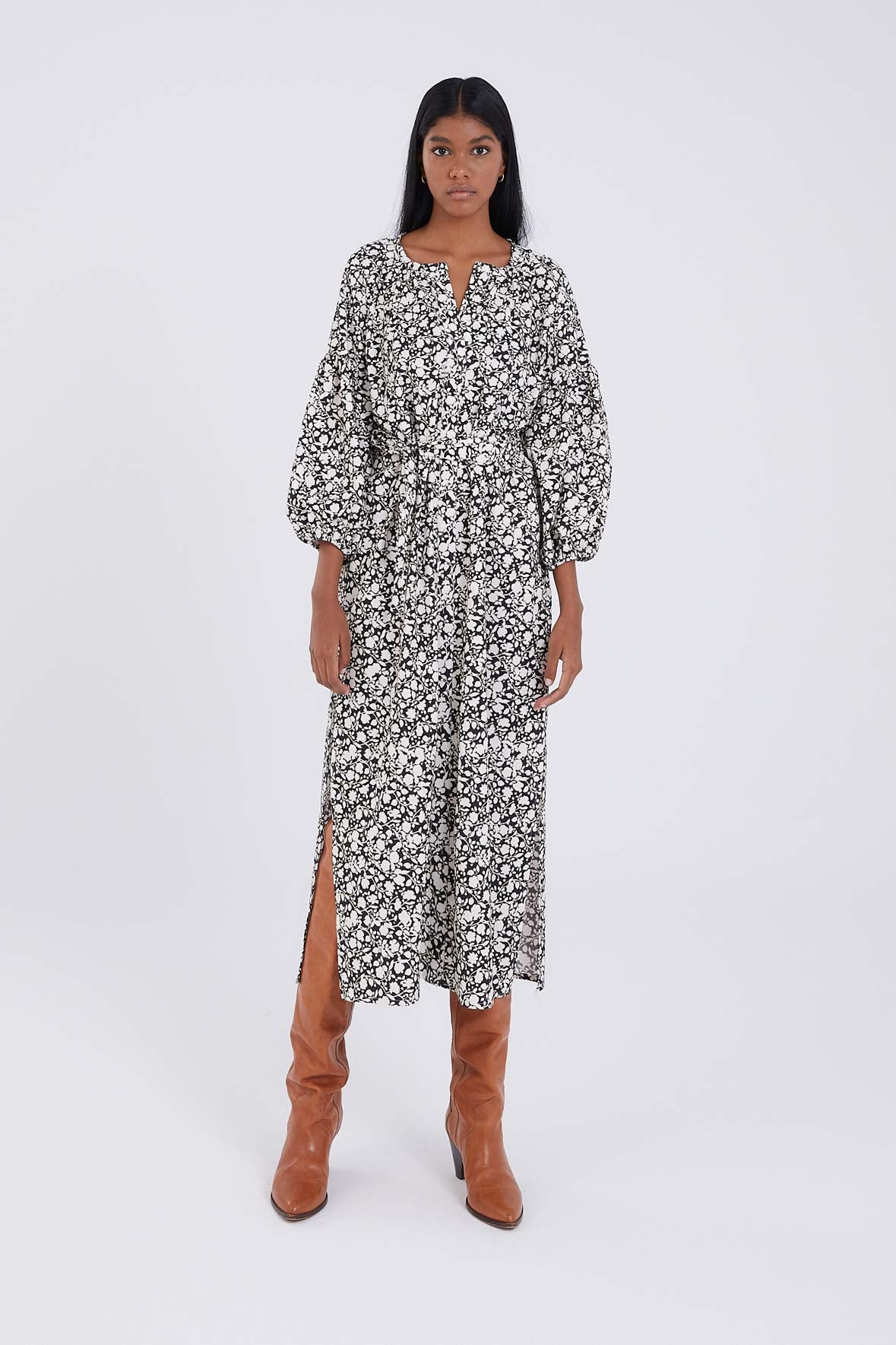 BLACK TWO-TONE TUNIC BLACK CORDUROY