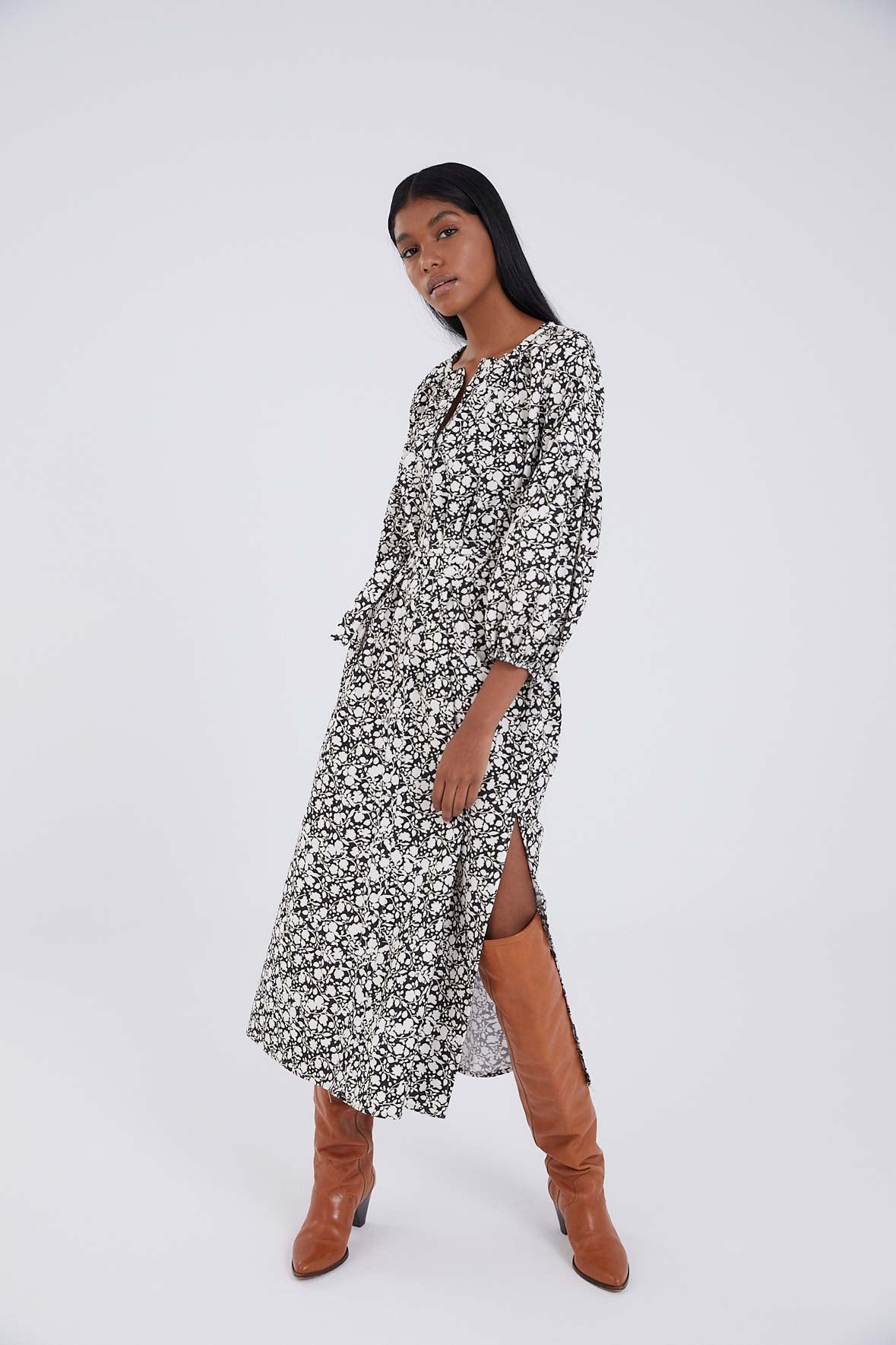 BLACK TWO-TONE TUNIC BLACK CORDUROY