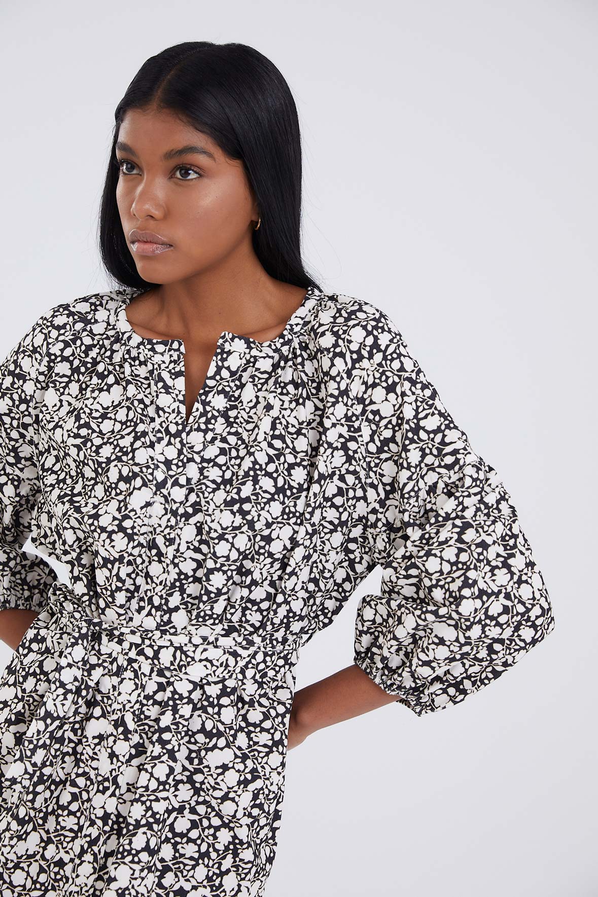 BLACK TWO-TONE TUNIC BLACK CORDUROY
