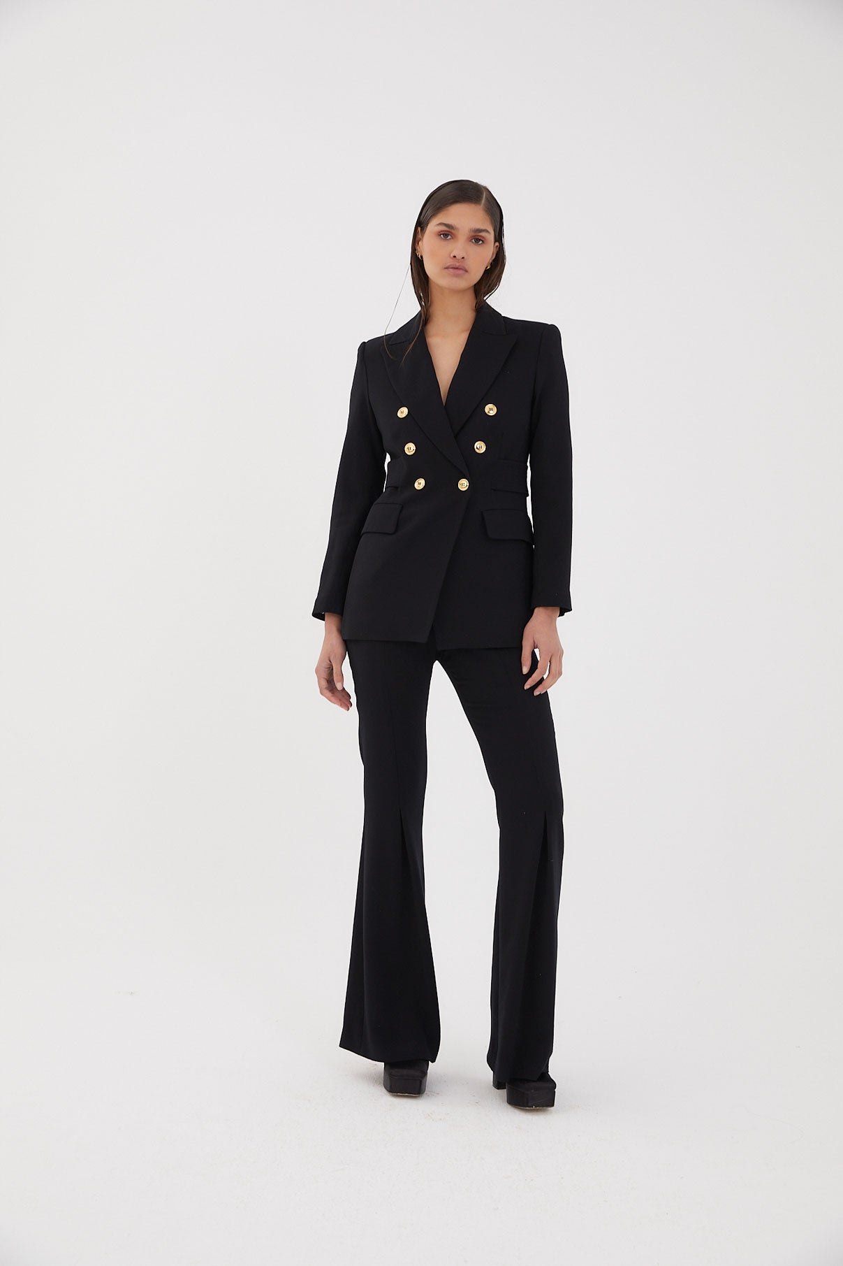 BLACK DIAGONAL CORSET PANTS