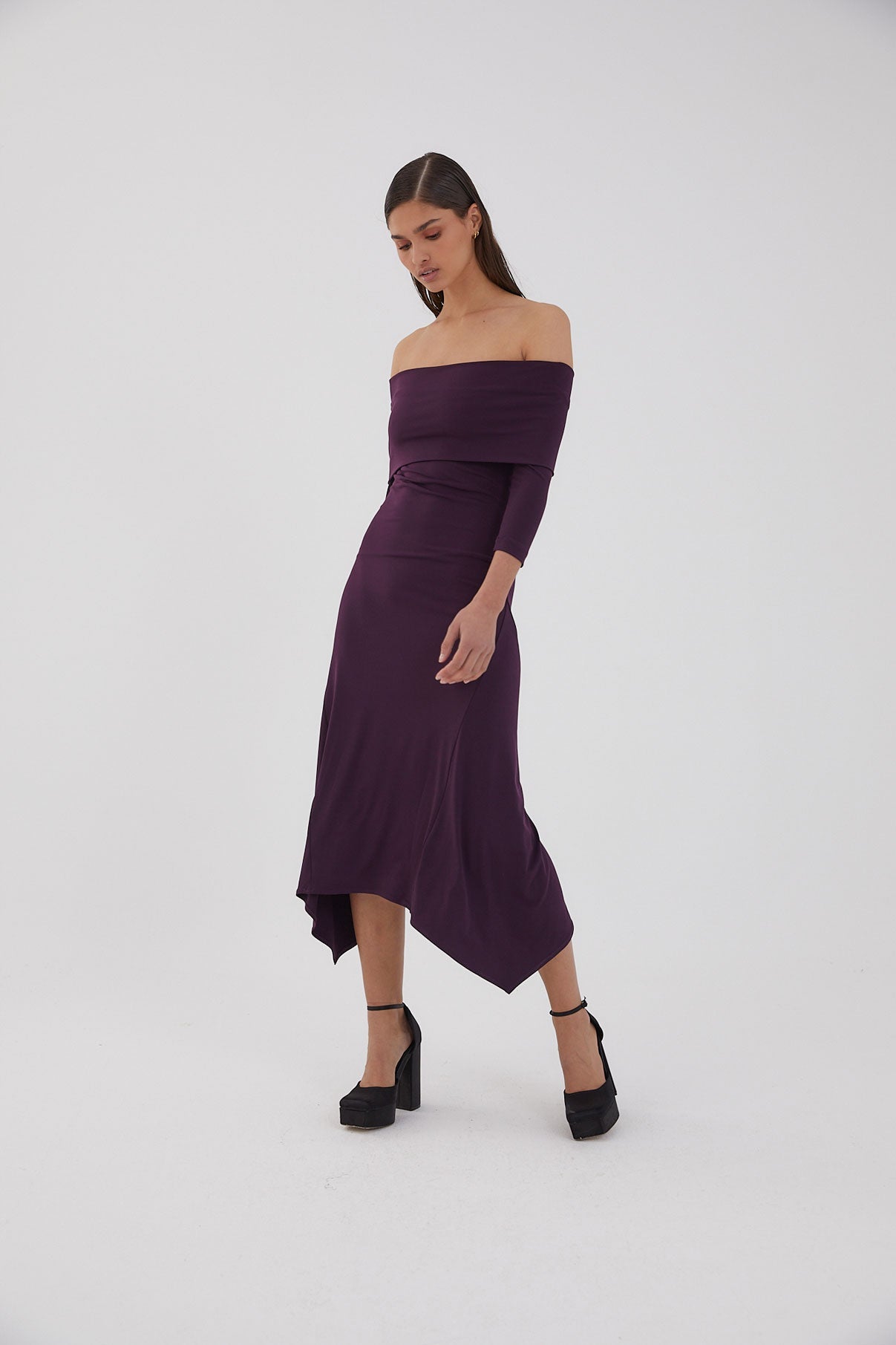 GILDA DRESS EGGPLANT STITCH
