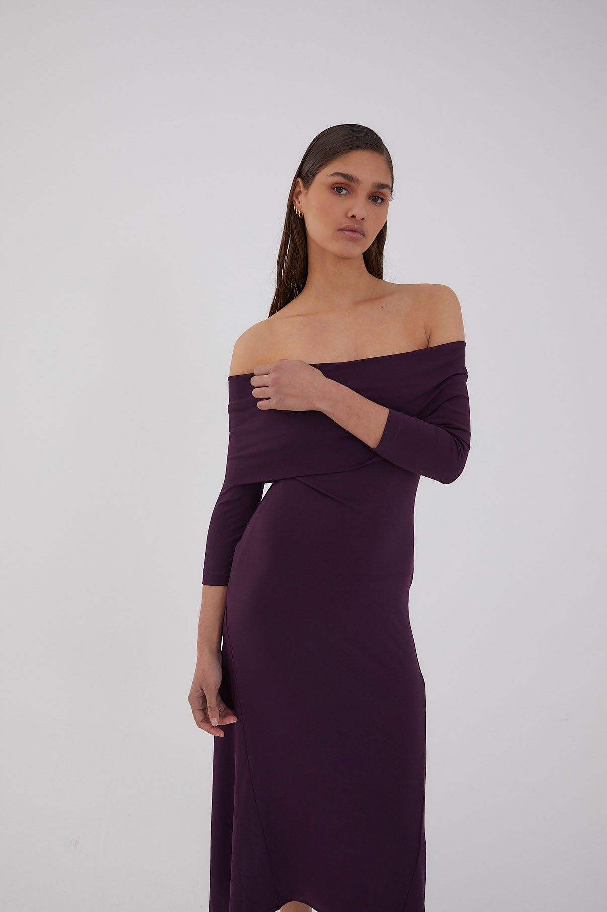 GILDA DRESS EGGPLANT STITCH