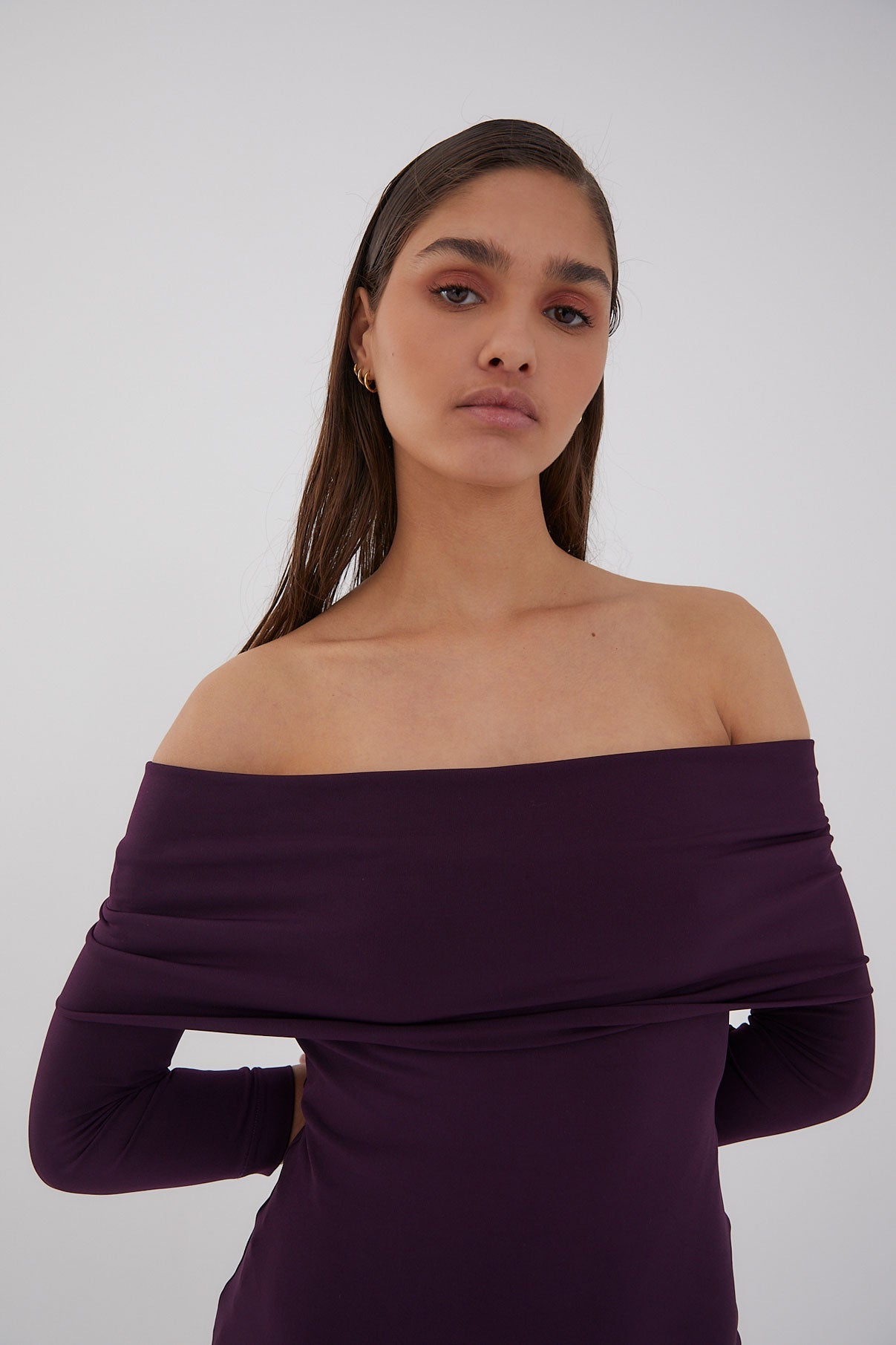 GILDA DRESS EGGPLANT STITCH