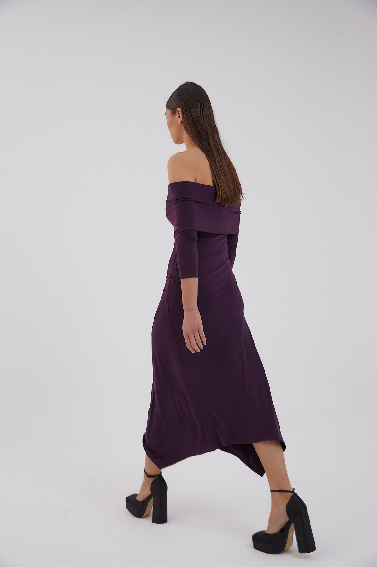 GILDA DRESS EGGPLANT STITCH