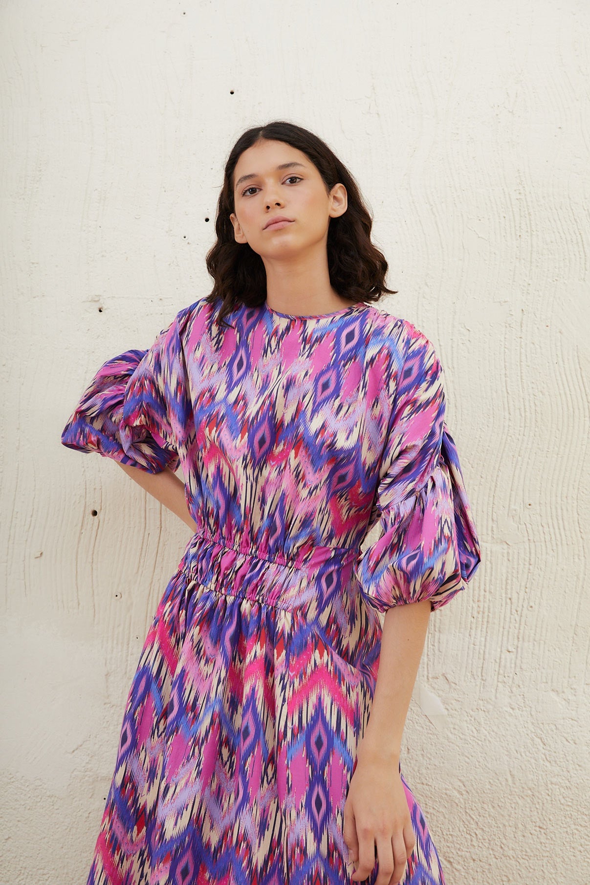 PATY IKAT FUCHSIA DRESS