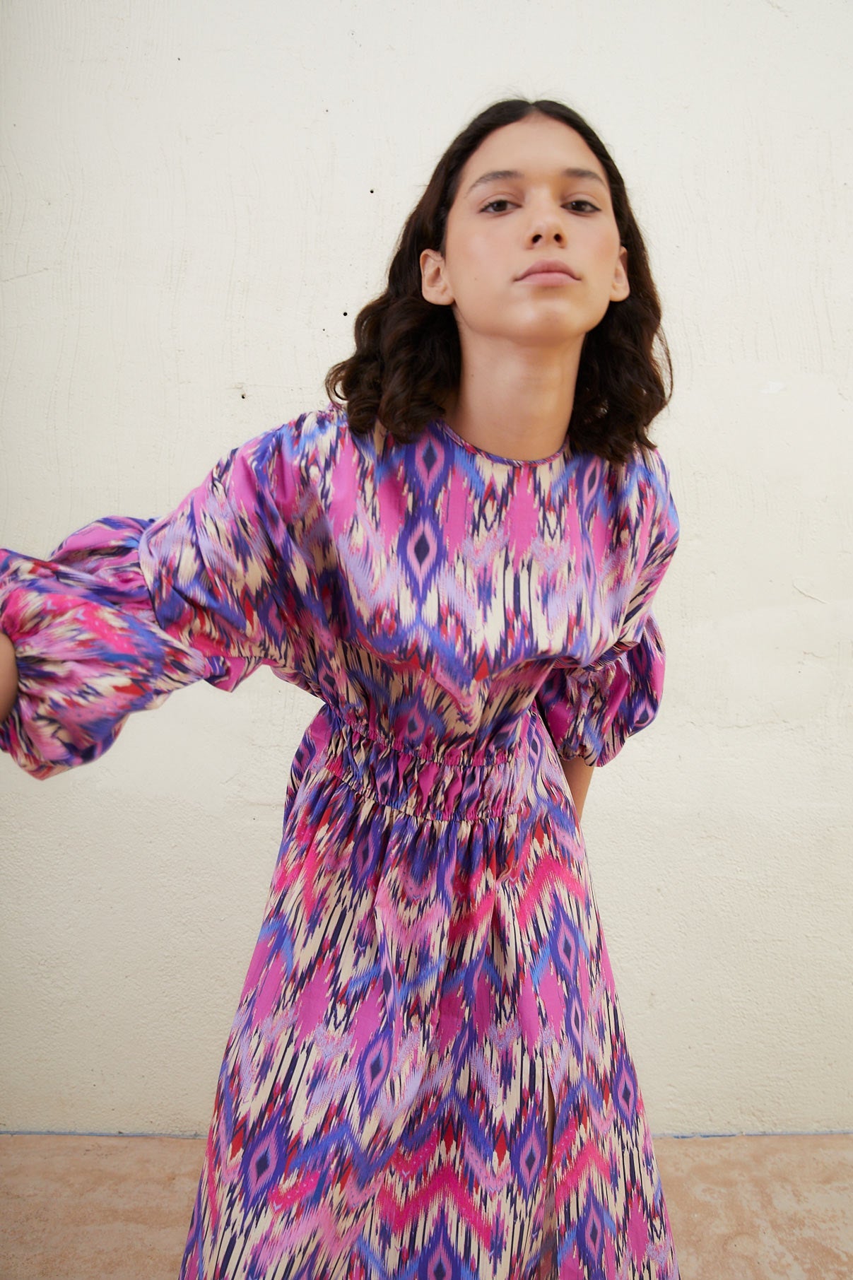 PATY IKAT FUCHSIA DRESS