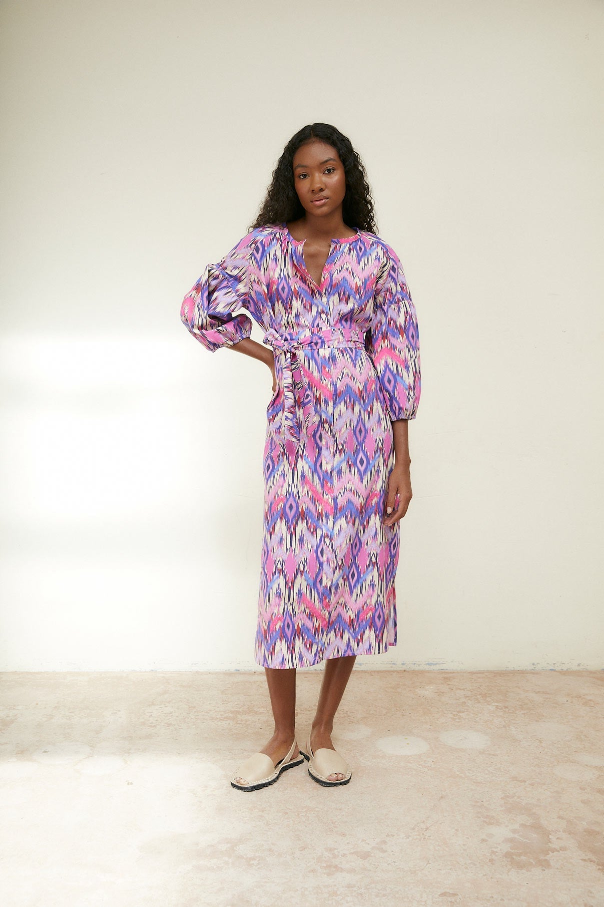 BLACK IKAT FUCHSIA TUNIC