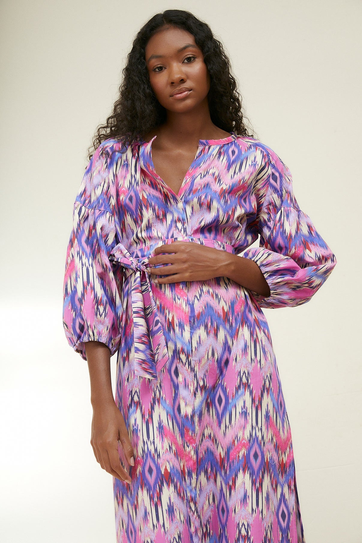 BLACK IKAT FUCHSIA TUNIC