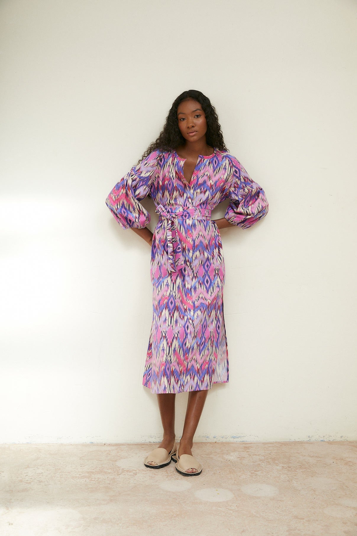 BLACK IKAT FUCHSIA TUNIC
