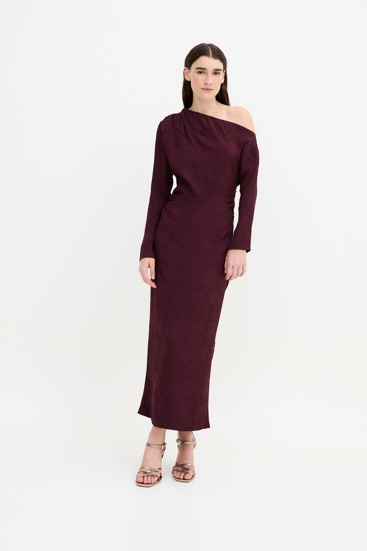 FRANCINA RETRO BURGUNDY DRESS