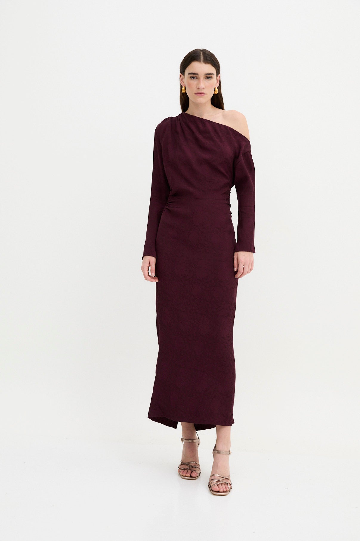 FRANCINA RETRO BURGUNDY DRESS