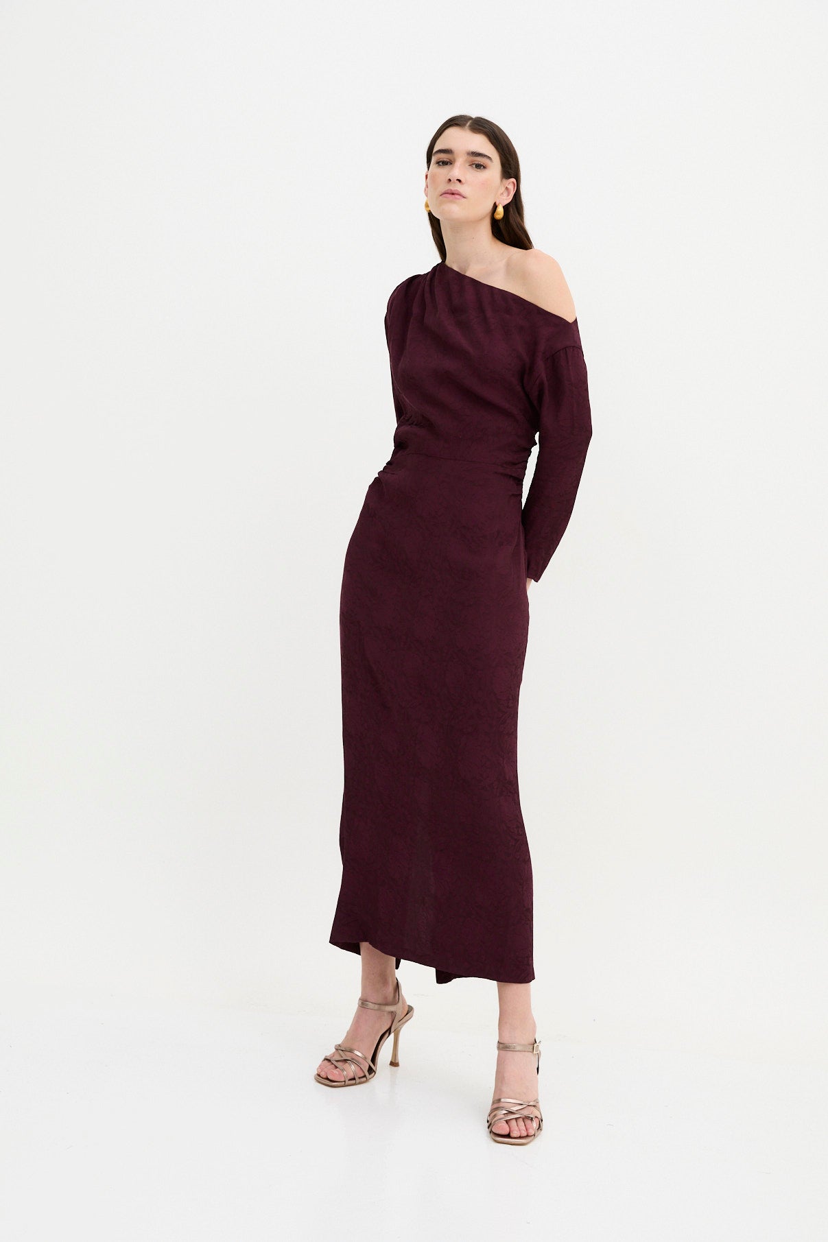 FRANCINA RETRO BURGUNDY DRESS