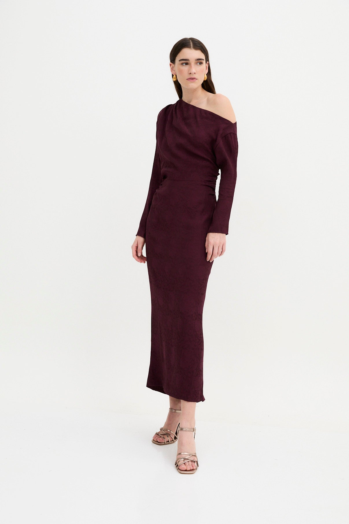 FRANCINA RETRO BURGUNDY DRESS