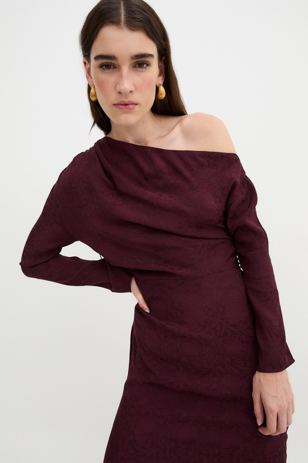 FRANCINA RETRO BURGUNDY DRESS