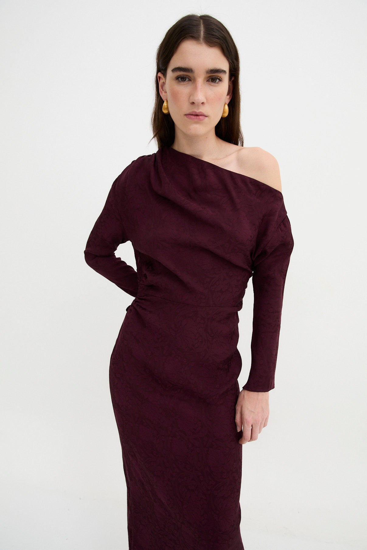 FRANCINA RETRO BURGUNDY DRESS