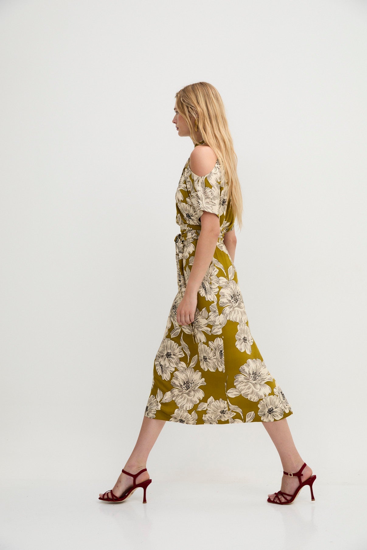 TOKIO OLIVE SHOULDER DRESS