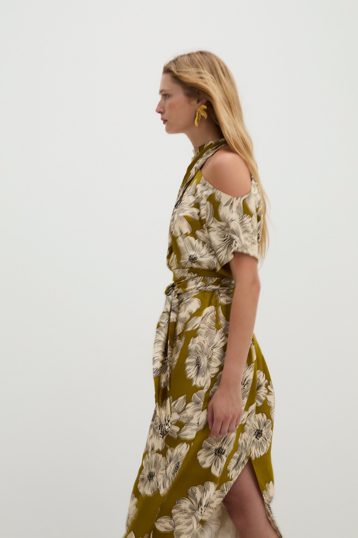 TOKIO OLIVE SHOULDER DRESS