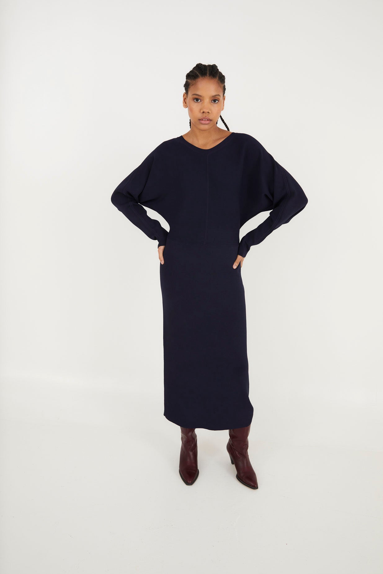 LUCIA DRESS IN NAVY KNIT