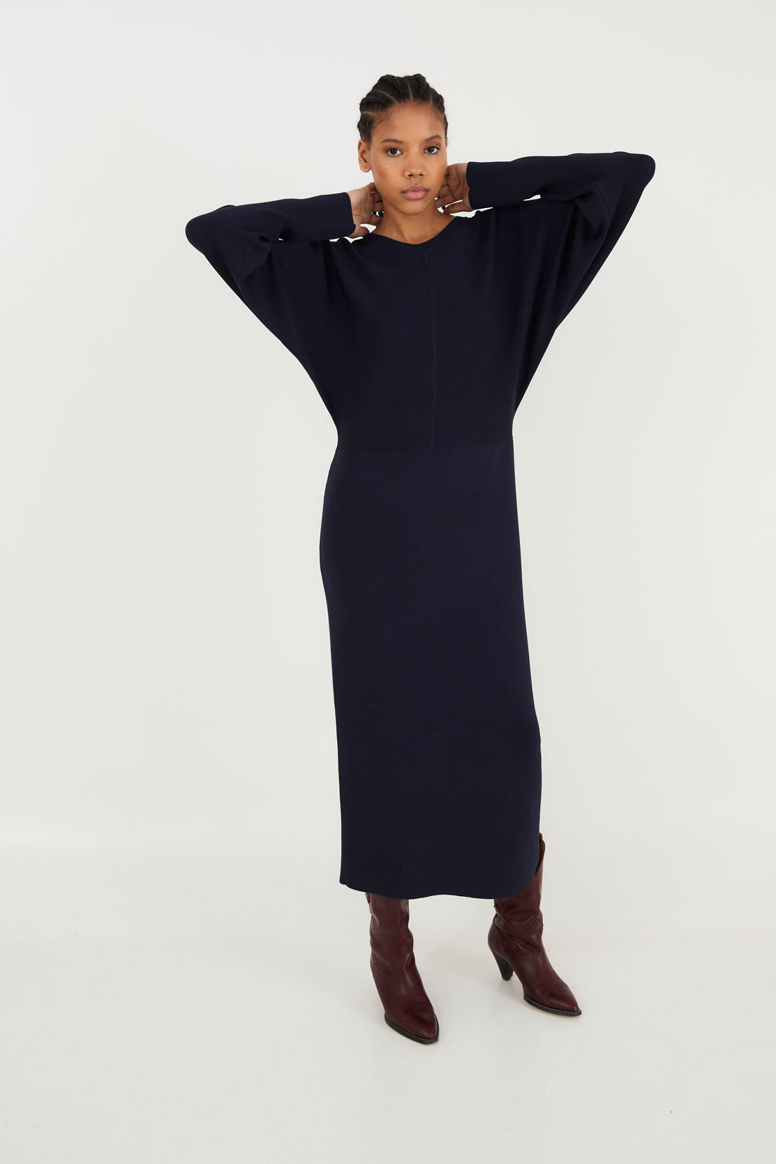 LUCIA DRESS IN NAVY KNIT