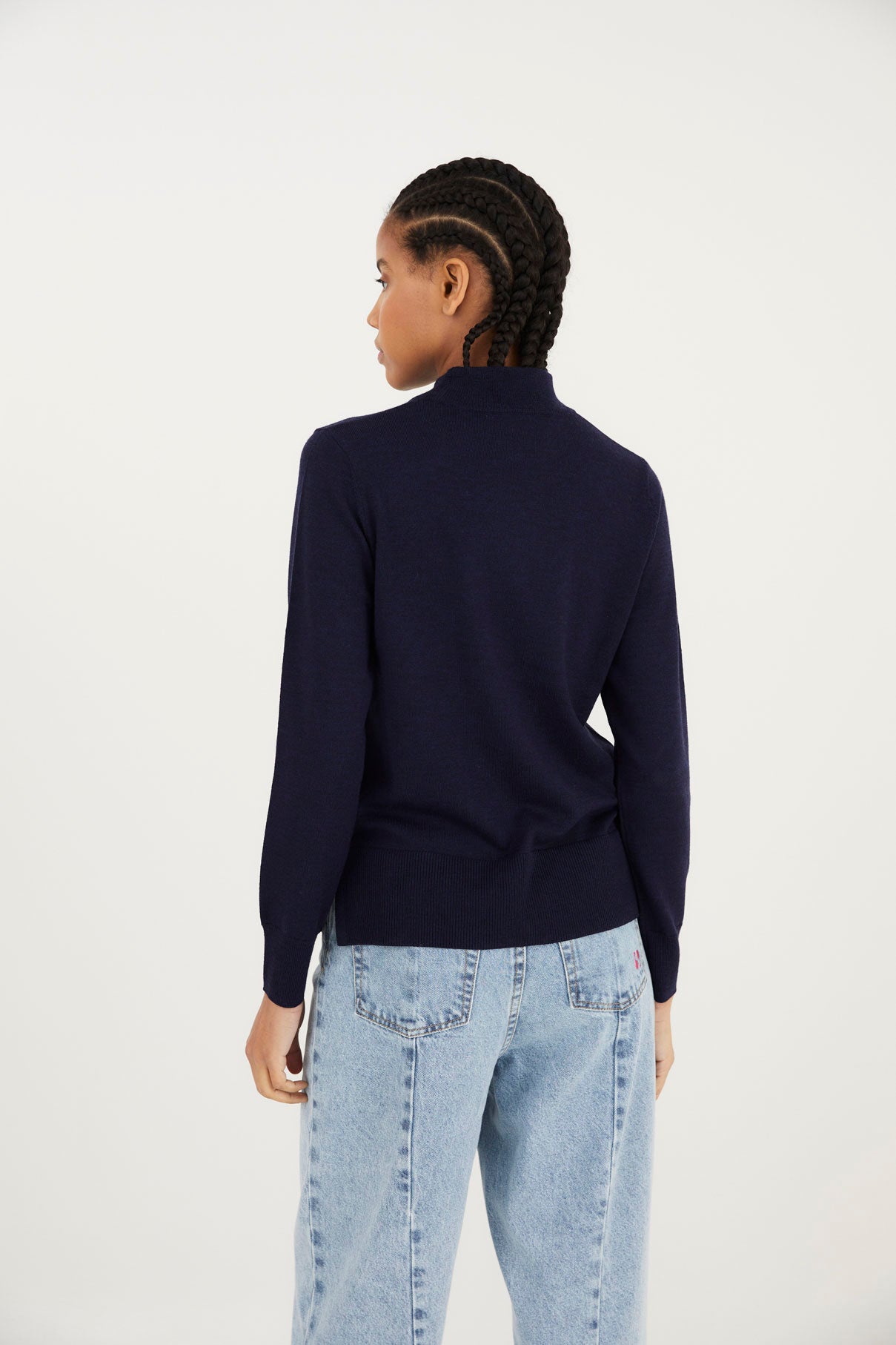 NAVY KNIT EYELASH JERSEY