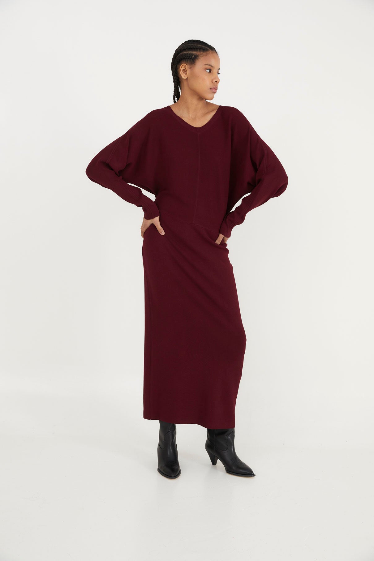 LUCIA DRESS BURGUNDY KNIT