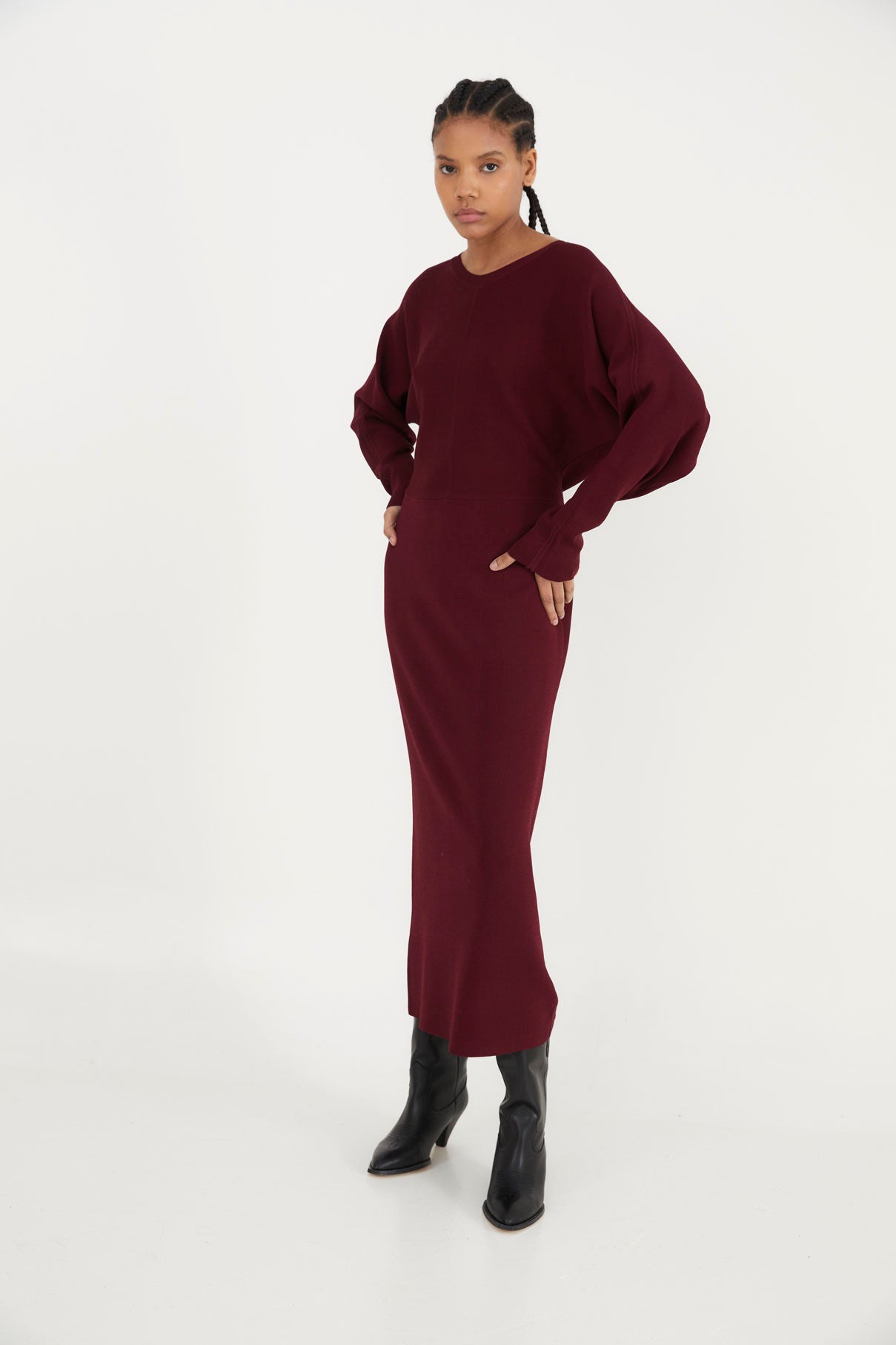 LUCIA DRESS BURGUNDY KNIT