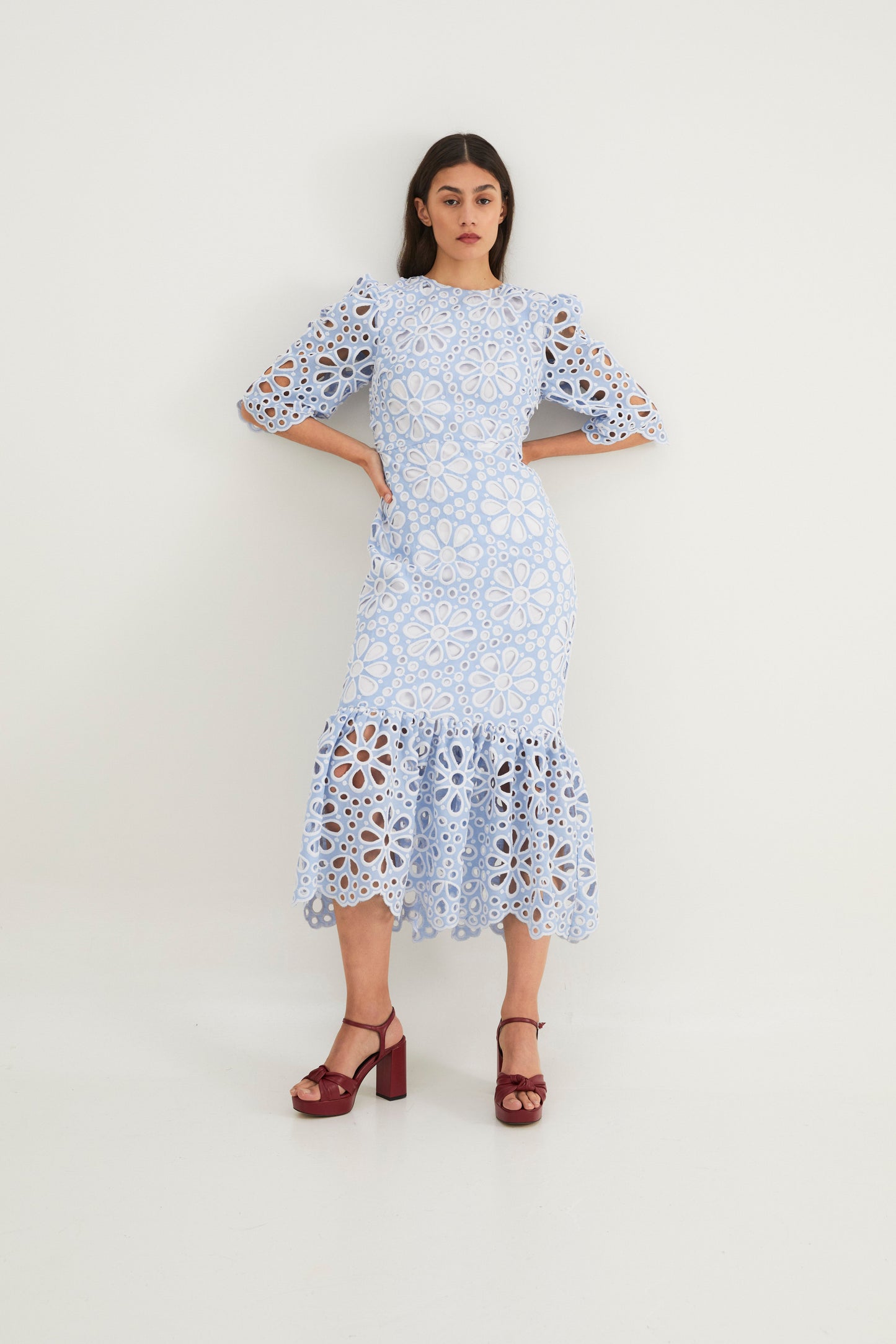 LEYRE BLUE DIE-CUT DRESS