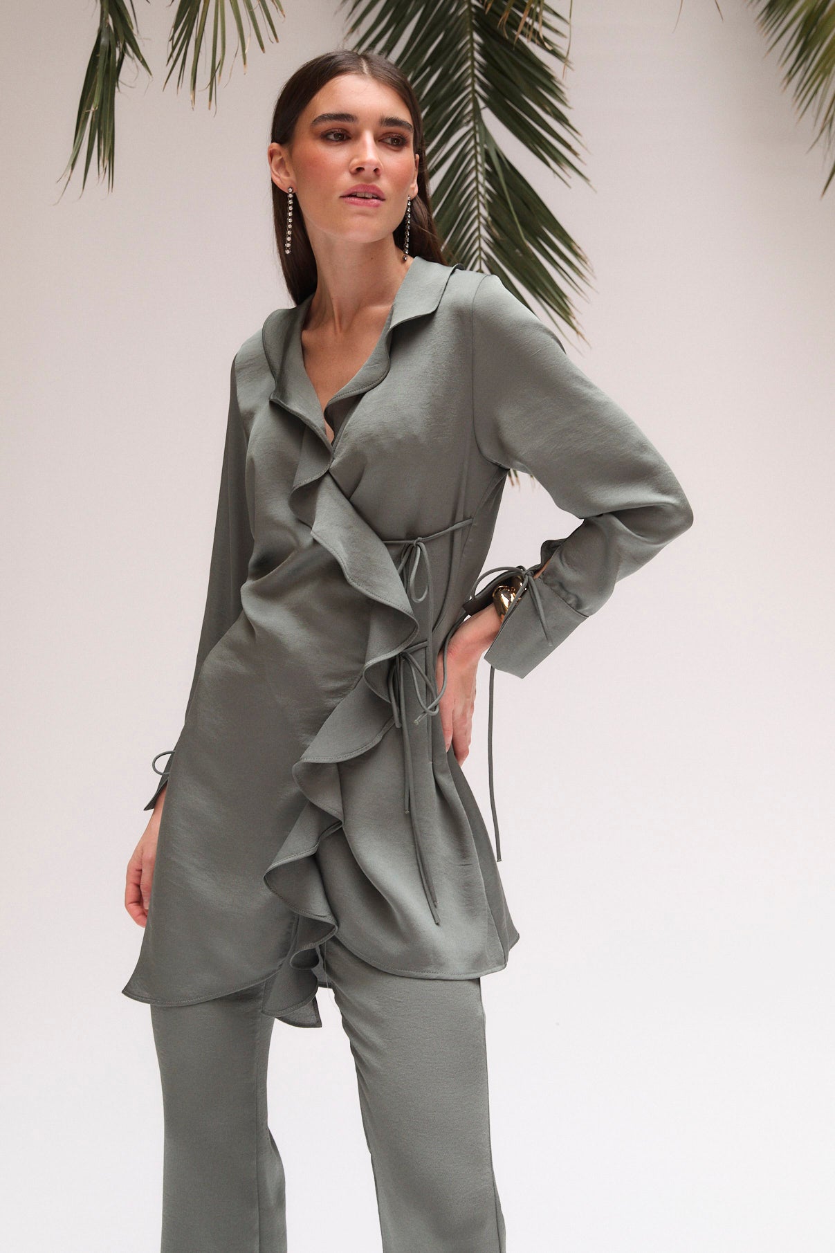 TUNIC WITH LACE SETBON SMOKE