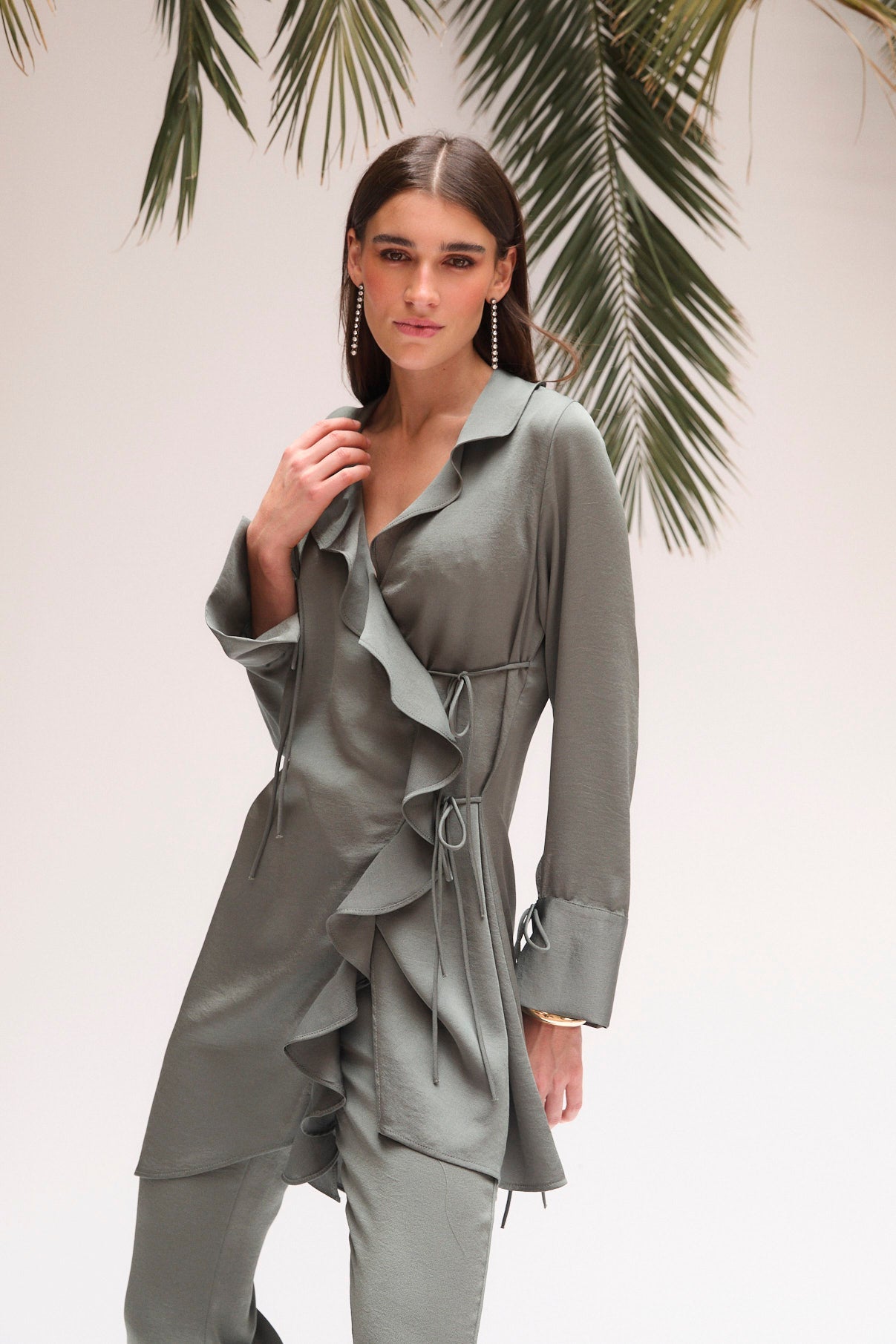 TUNIC WITH LACE SETBON SMOKE