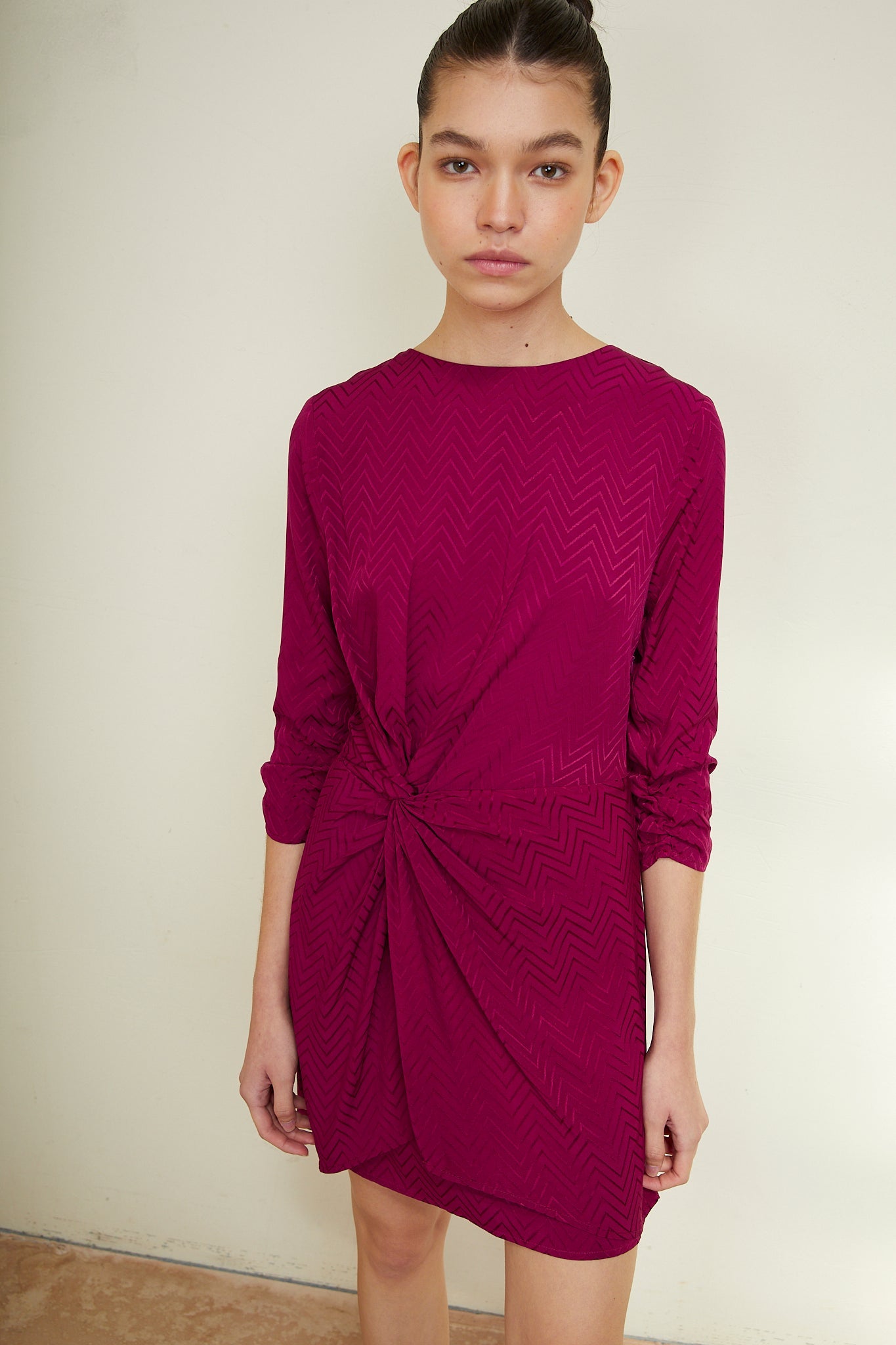 GIGI ZIGZAG PLUM MINI DRESS