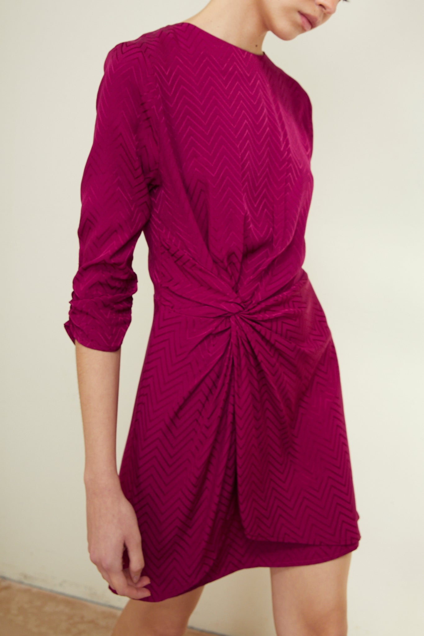 GIGI ZIGZAG PLUM MINI DRESS