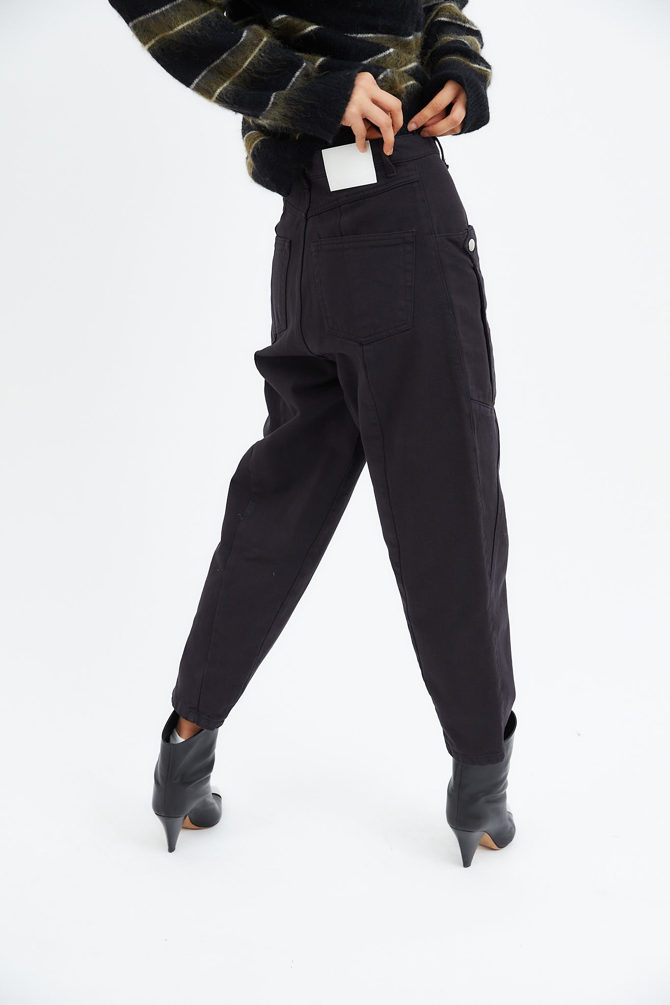 BLACK TWILL CARGO JEANS