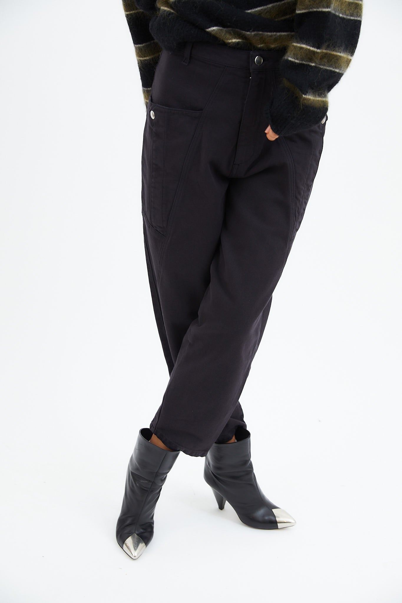 BLACK TWILL CARGO JEANS