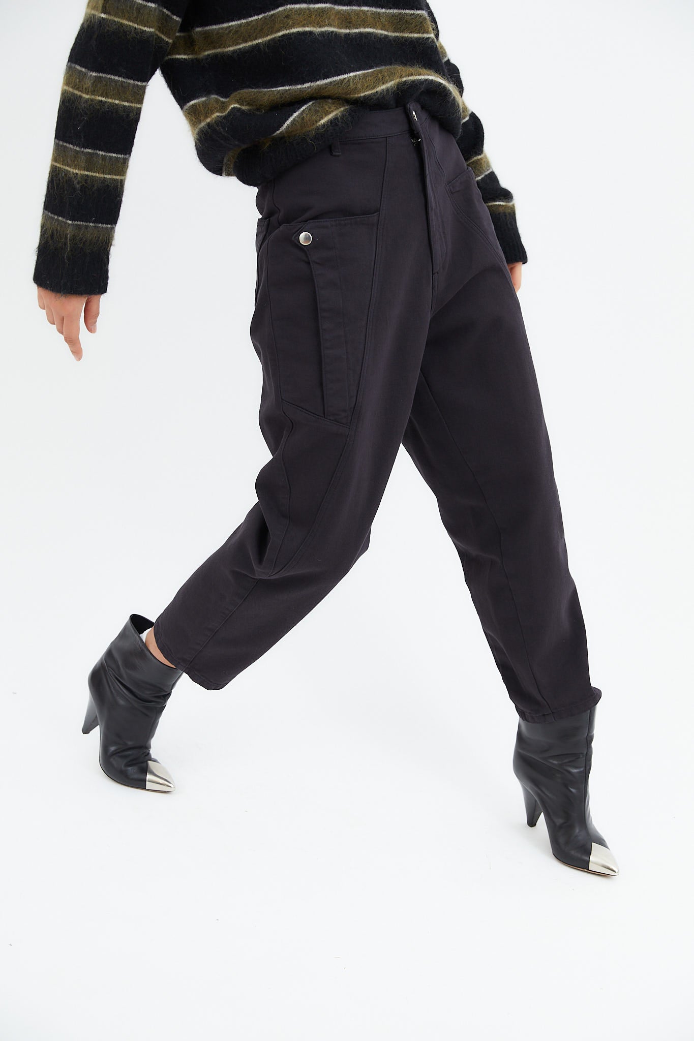 BLACK TWILL CARGO JEANS