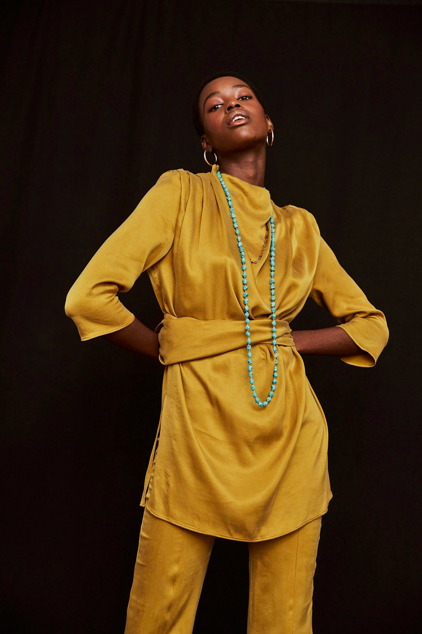 VALERIA TUNIC IN OCHER WATER
