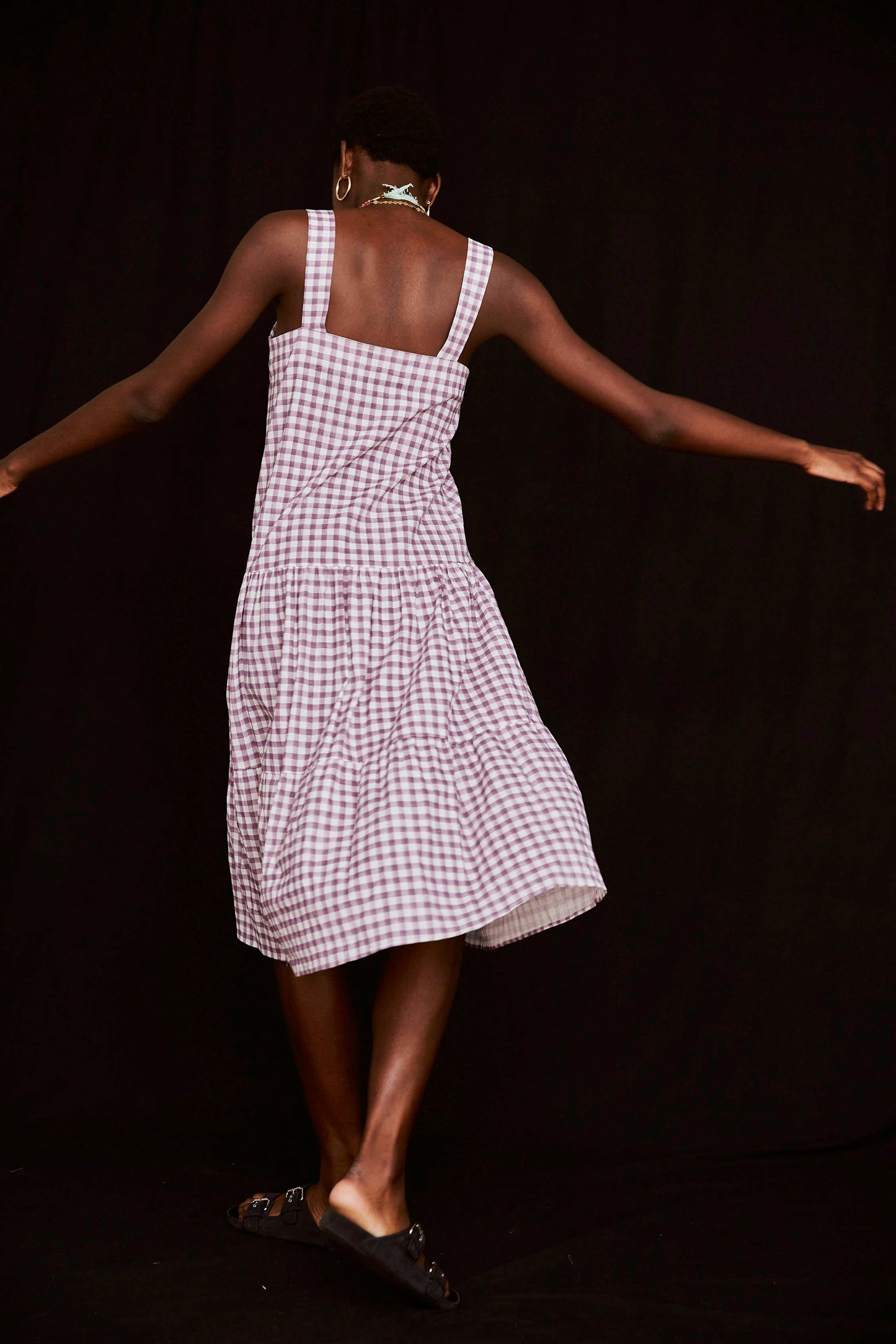 LILAC VICHY BUTTONED DRESS