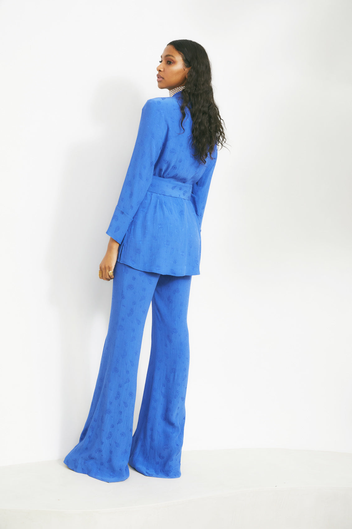 BLUE AMEBAS PLEAT PANTS