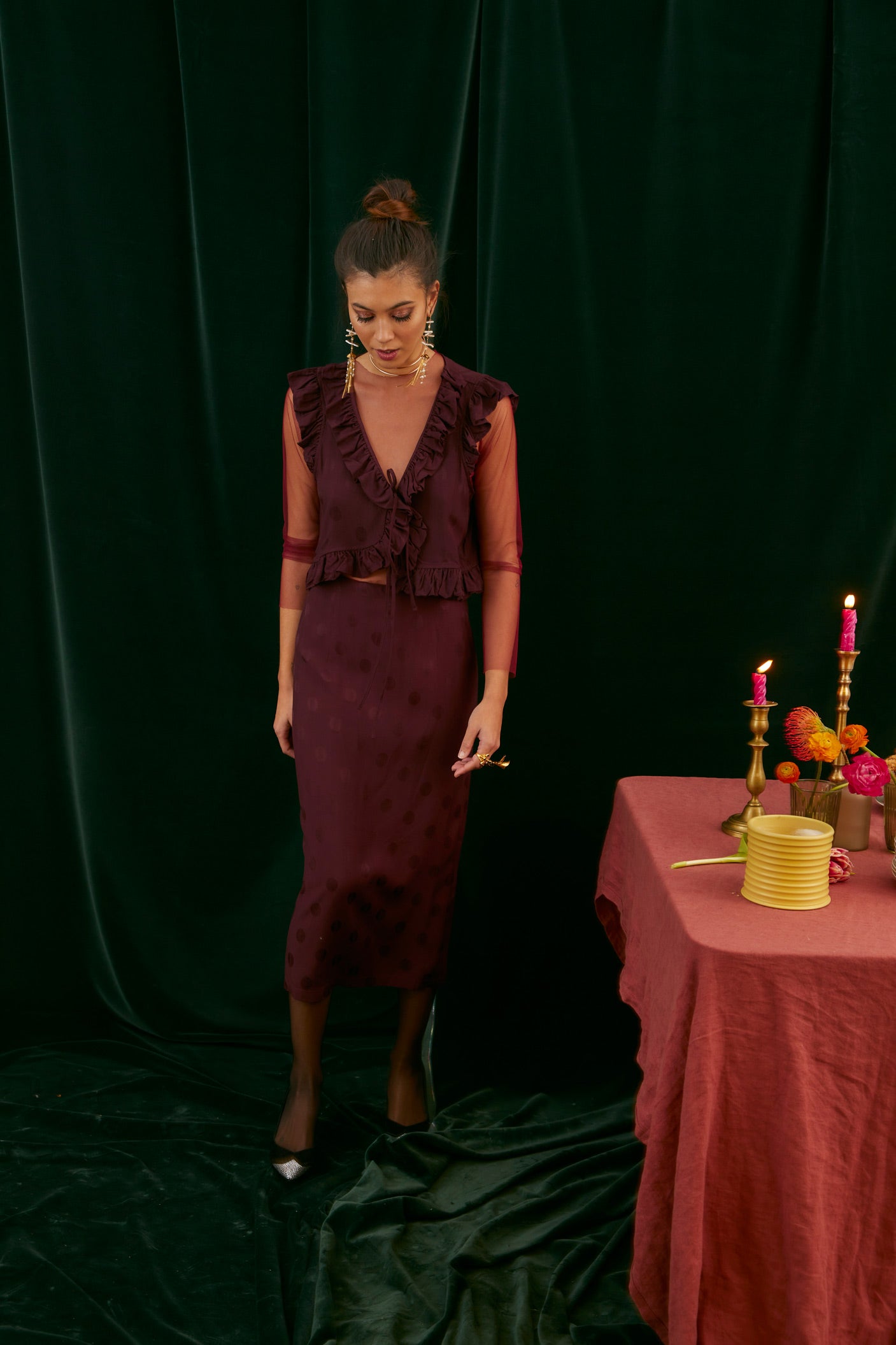 BURGUNDY TULLE