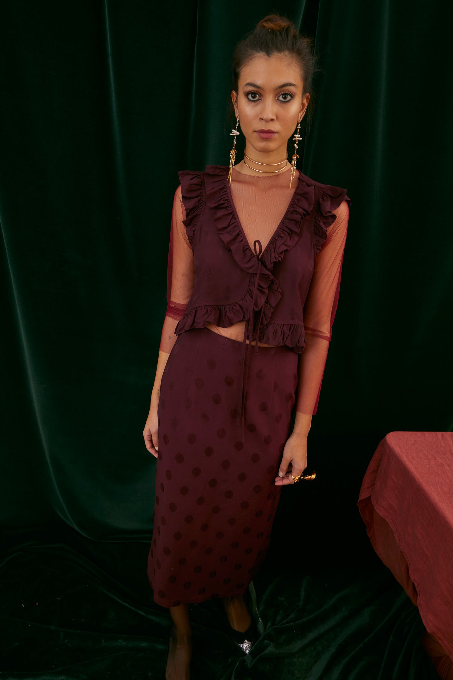 BURGUNDY TULLE