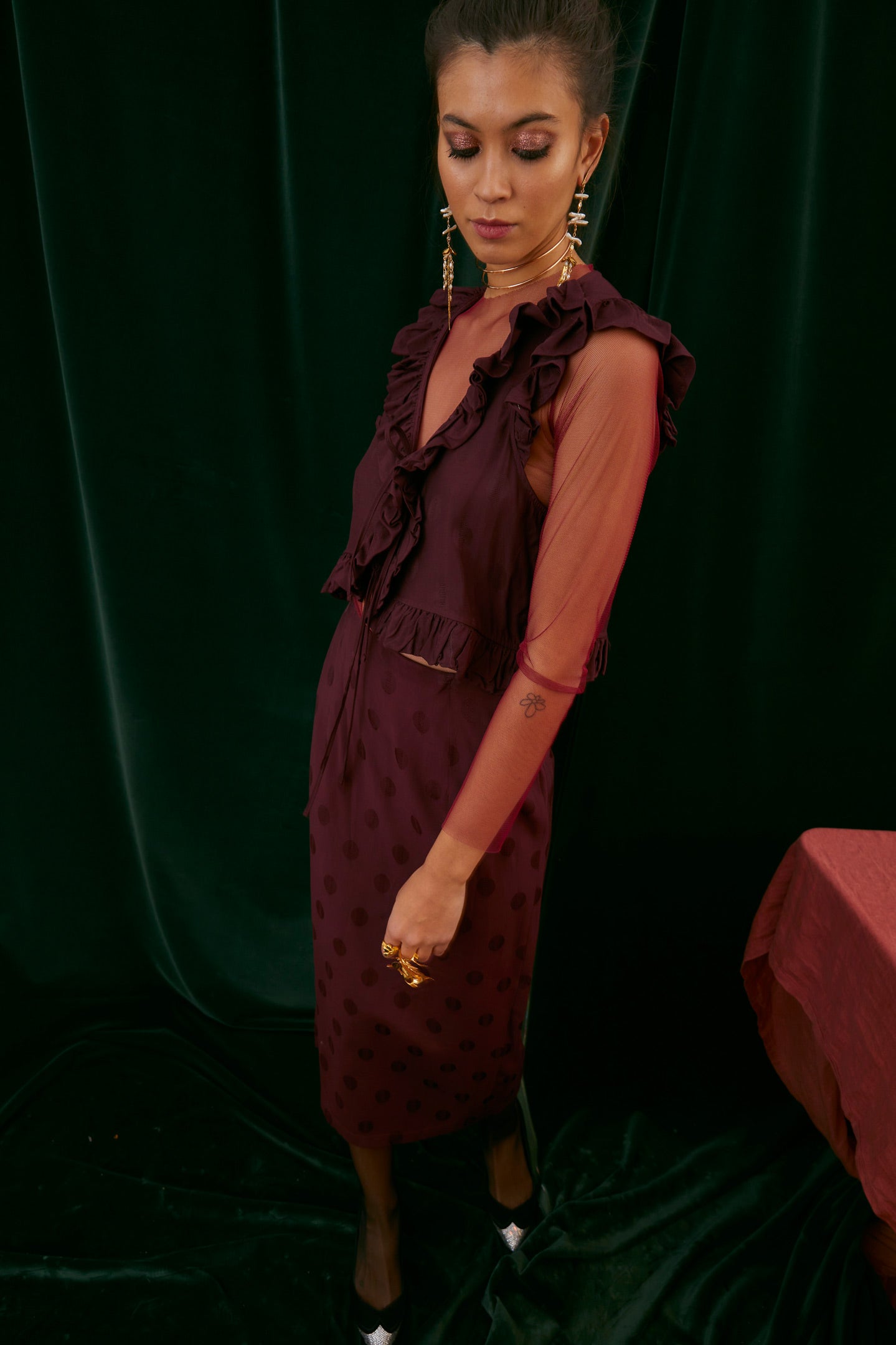 BURGUNDY TULLE