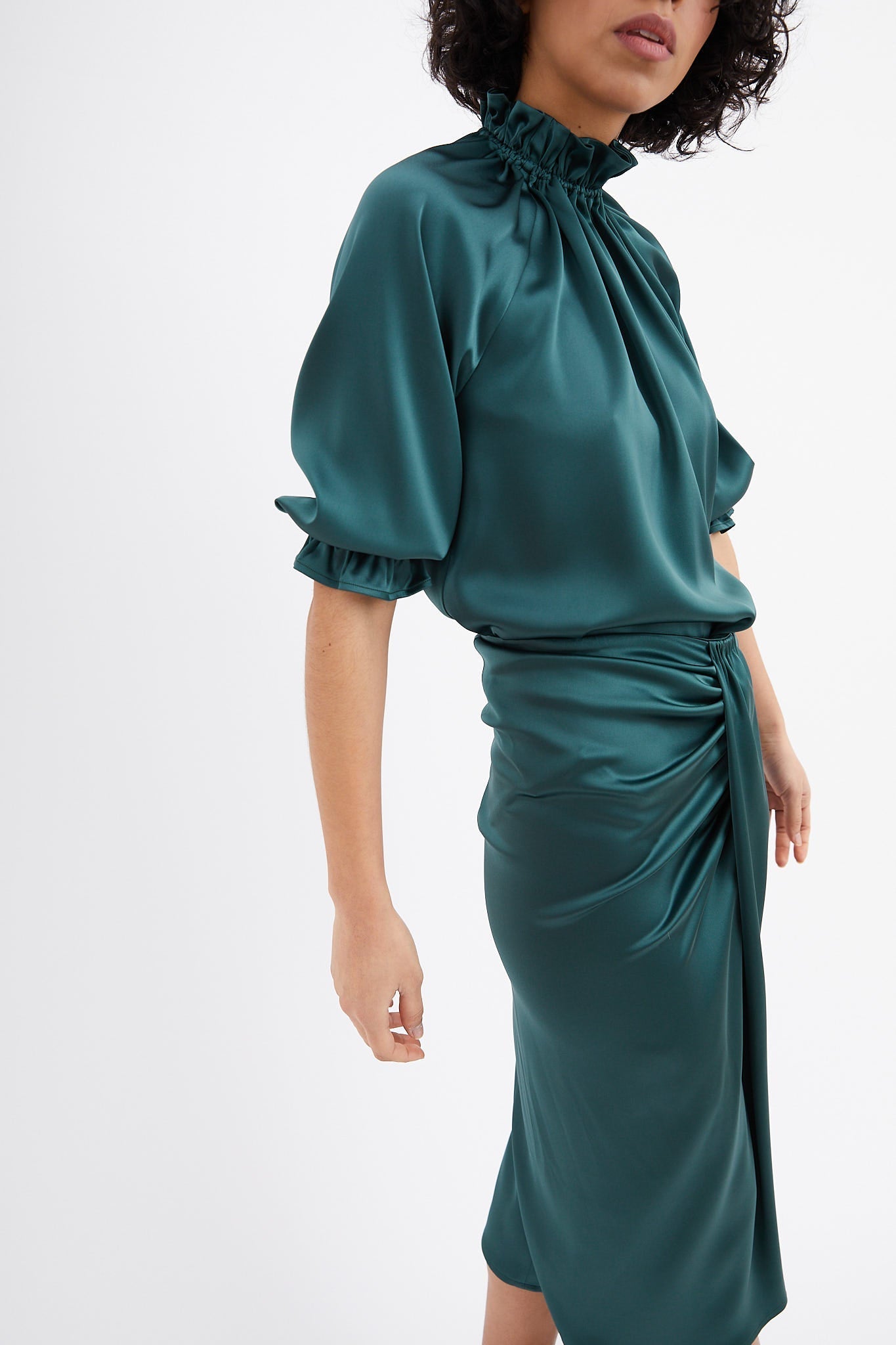 COBALT SATIN GOLA BLOUSE