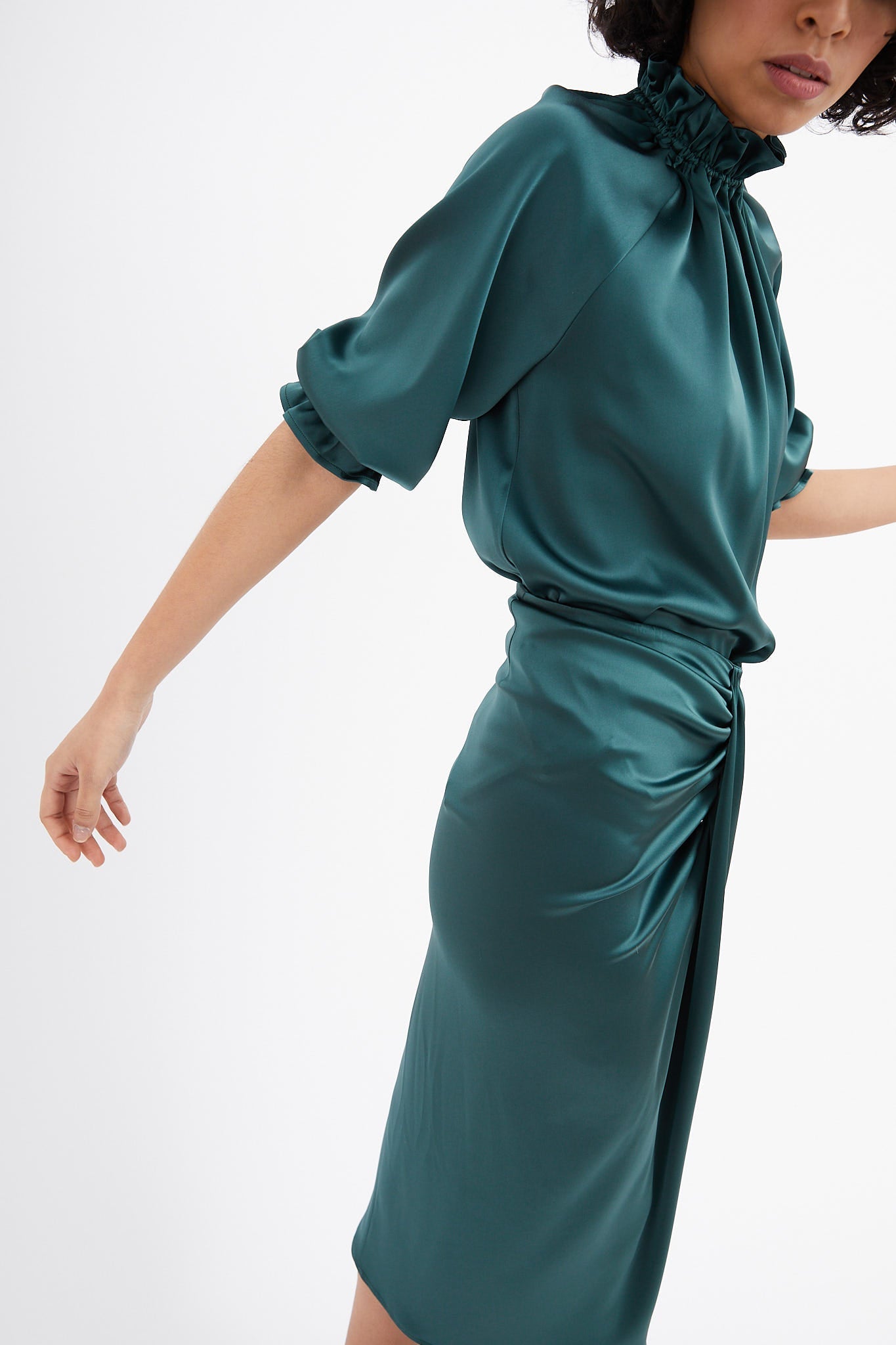 COBALT SATIN GOLA BLOUSE