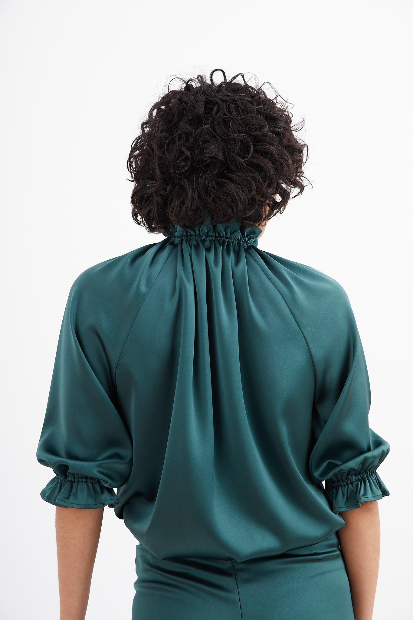 COBALT SATIN GOLA BLOUSE